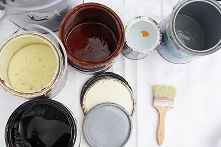 Paint cans in storage